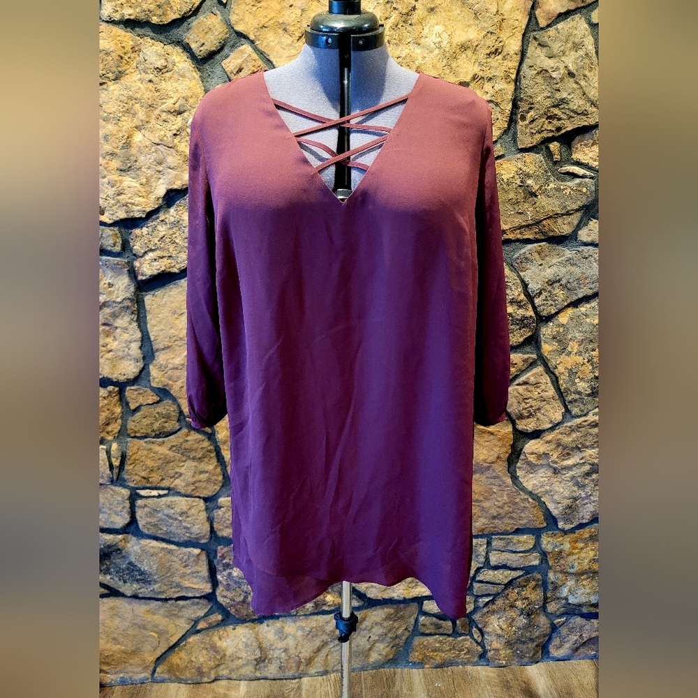 Worthington Dark Magenta shirt 3/4 sleeve 1x